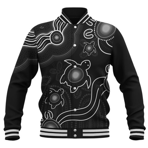 Australia Baseball Jacket Aboriginal Turtle Dreaming Journey Featuring Dot Art