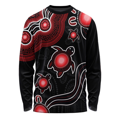 Australia Long Sleeve T-shirt Aboriginal Turtle Dreaming Journey Featuring Dot Art Australia Long Sleeve T-shirt Aboriginal Turtle Dreaming Journey Featuring Dot Art