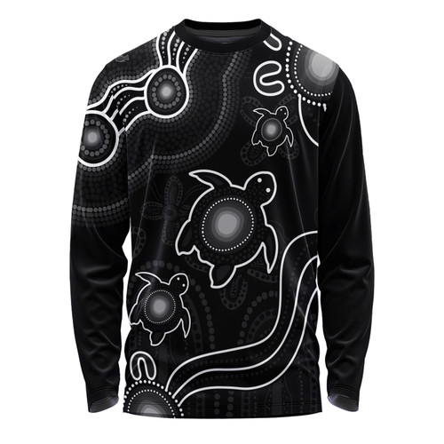 Australia Long Sleeve T-shirt Aboriginal Turtle Dreaming Journey Featuring Dot Art Australia Long Sleeve T-shirt Aboriginal Turtle Dreaming Journey Featuring Dot Art