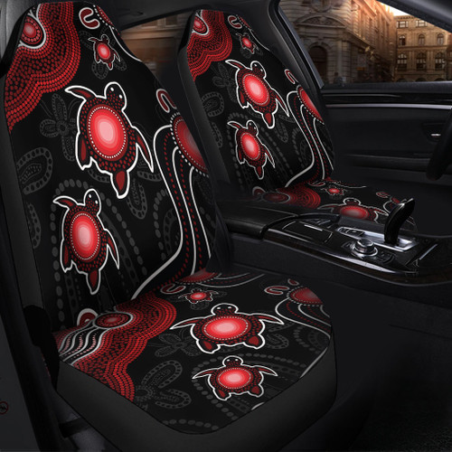 Australia Car Seat Cover Aboriginal Turtle Dreaming Journey Featuring Dot Art