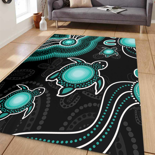 Australia Area Rug Aboriginal Turtle Dreaming Journey Featuring Dot Art