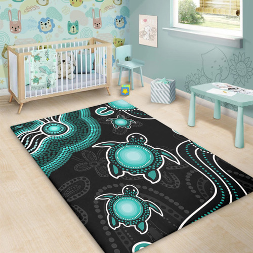 Australia Area Rug Aboriginal Turtle Dreaming Journey Featuring Dot Art