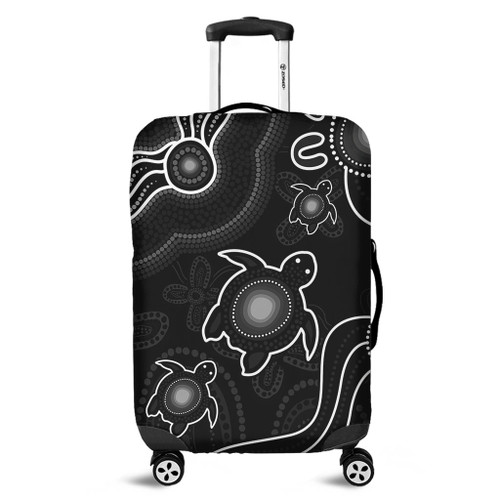 Australia Luggage Cover Aboriginal Turtle Dreaming Journey Featuring Dot Art