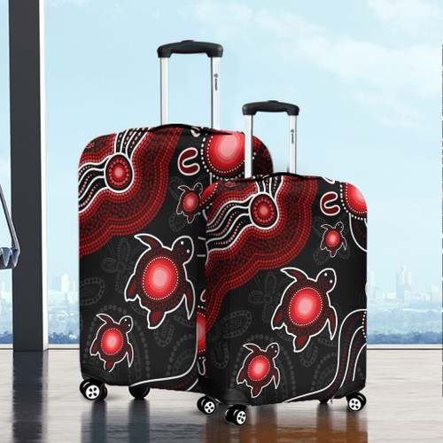 Australia Luggage Cover Aboriginal Turtle Dreaming Journey Featuring Dot Art