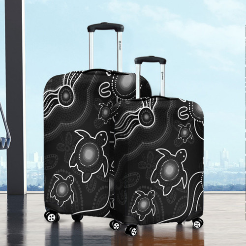 Australia Luggage Cover Aboriginal Turtle Dreaming Journey Featuring Dot Art