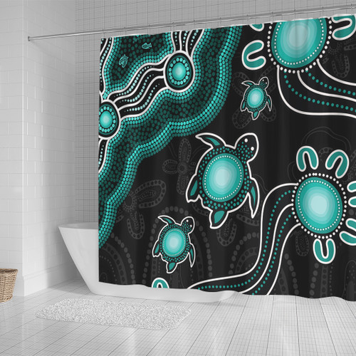 Australia Shower Curtain Aboriginal Turtle Dreaming Journey Featuring Dot Art