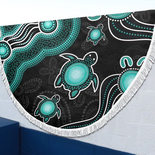 Australia Beach Blanket Aboriginal Turtle Dreaming Journey Featuring Dot Art
