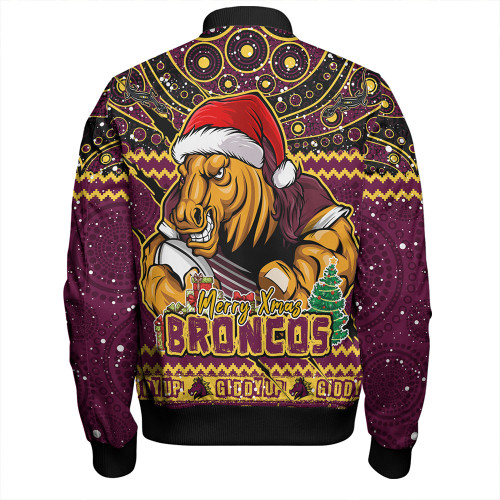 Brisbane Broncos Bomber Jacket Aboriginal Xmas Special Ugly Christmas Style Brisbane Broncos Bomber Jacket Aboriginal Xmas Special Ugly Christmas Style