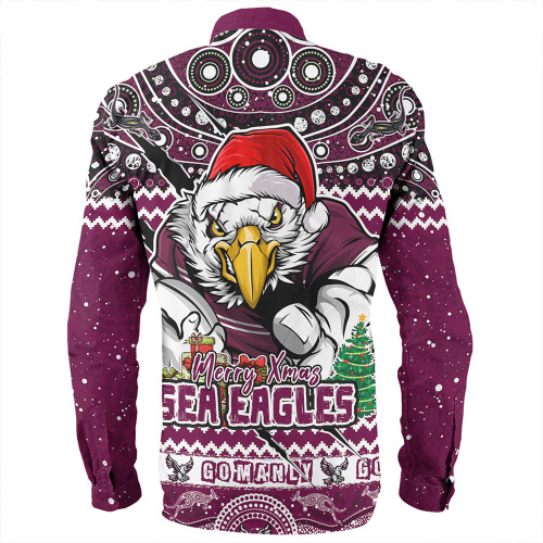Manly Warringah Sea Eagles Long Sleeve Shirt Aboriginal Xmas Special Ugly Christmas Style Manly Warringah Sea Eagles Long Sleeve Shirt Aboriginal Xmas Special Ugly Christmas Style
