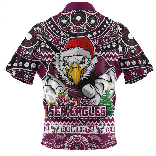 Manly Warringah Sea Eagles Zip Polo Shirt Aboriginal Xmas Special Ugly Christmas Style Manly Warringah Sea Eagles Zip Polo Shirt Aboriginal Xmas Special Ugly Christmas Style