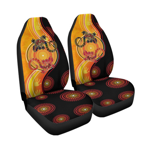 Australia Car Seat Cover Couple Aboriginal Inspired Lizards