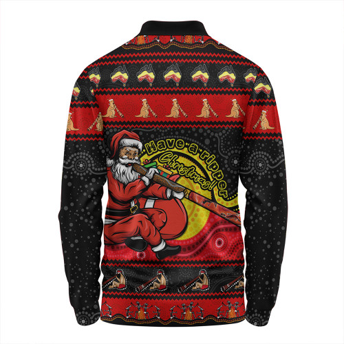 Australia Long Sleeve Polo Shirt Ripper Aboriginal Christmas Down Under Australia Long Sleeve Polo Shirt Ripper Aboriginal Christmas Down Under