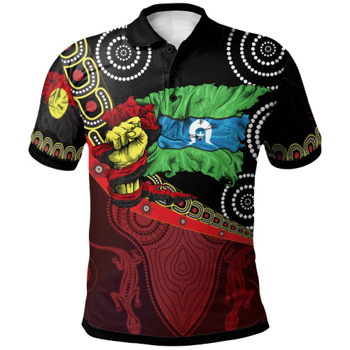 Australia Polo Shirt - Aboriginal Flags & Dot Acrylic Paint Style Naidoc