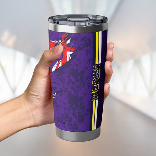 Melbourne Storm Tumbler Happy Australia Day Flag Scratch Style