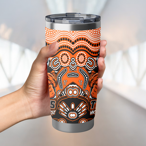 Wests Tigers Tumbler Aboriginal Inspired Tough Fan Rugby For Life Wests Tigers Tumbler Aboriginal Inspired Tough Fan Rugby For Life