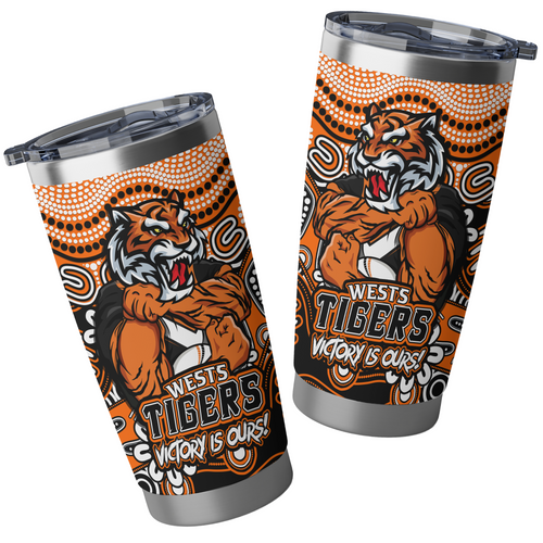 Wests Tigers Tumbler Aboriginal Inspired Tough Fan Rugby For Life Wests Tigers Tumbler Aboriginal Inspired Tough Fan Rugby For Life
