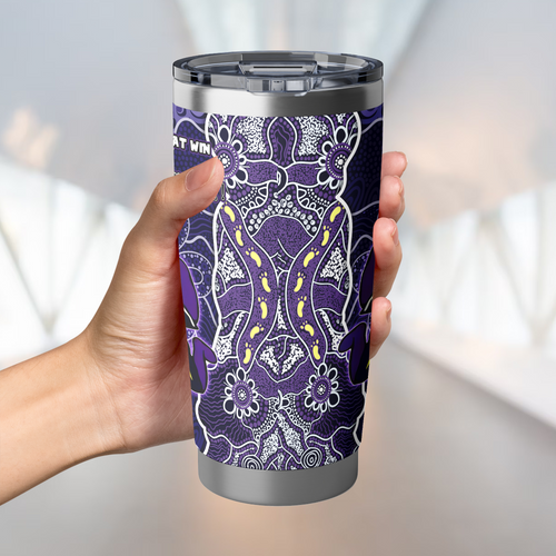 Melbourne Storm Tumbler Custom Grand Final With Contemporary Style Of Aboriginal Painting Melbourne Storm Tumbler Custom Grand Final With Contemporary Style Of Aboriginal Painting