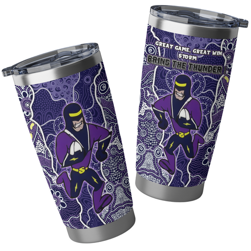 Melbourne Storm Tumbler Custom Grand Final With Contemporary Style Of Aboriginal Painting Melbourne Storm Tumbler Custom Grand Final With Contemporary Style Of Aboriginal Painting
