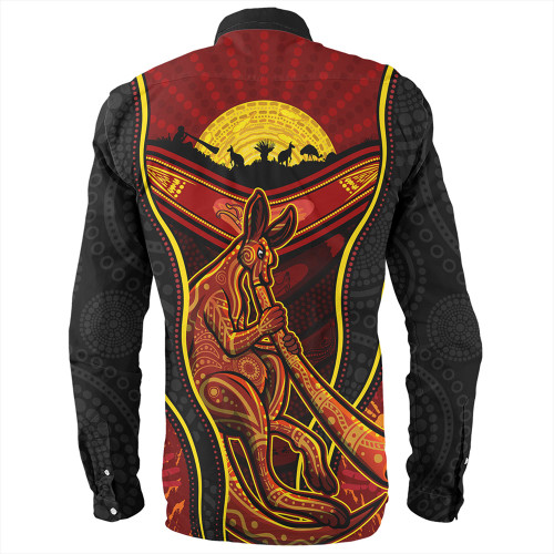 Australia Long Sleeve Shirt Aboriginal Kangaroo Spirit Dreaming