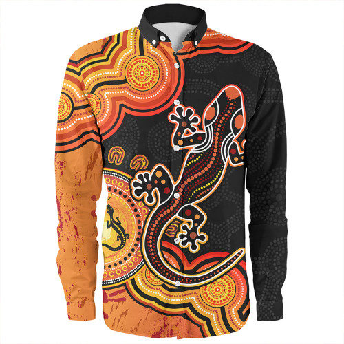 Australia Long Sleeve Shirt Aboriginal Lizard Dreaming Outback Australia Long Sleeve Shirt Aboriginal Lizard Dreaming Outback