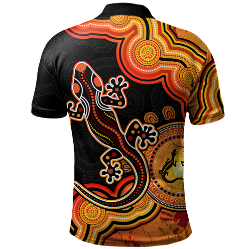 Australia Polo Shirt Aboriginal Lizard Dreaming Outback Australia Polo Shirt Aboriginal Lizard Dreaming Outback