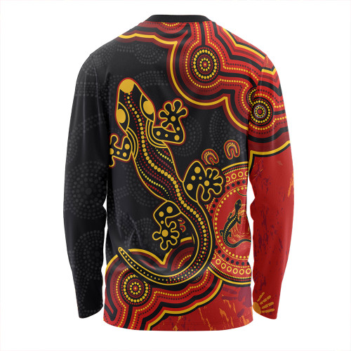 Australia Long Sleeve T-shirt Aboriginal Lizard Dreaming Outback Australia Long Sleeve T-shirt Aboriginal Lizard Dreaming Outback