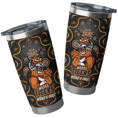 Wests Tigers Tumbler Aboriginal Pattern Inspired Victory Is Ours Wests Tigers Tumbler Aboriginal Pattern Inspired Victory Is Ours