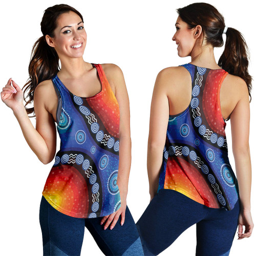 Australia Aboriginal Inspired Women Racerback Singlet Aboriginal Inspired Color Dot Painting Australia Aboriginal Inspired Women Racerback Singlet Aboriginal Inspired Color Dot Painting