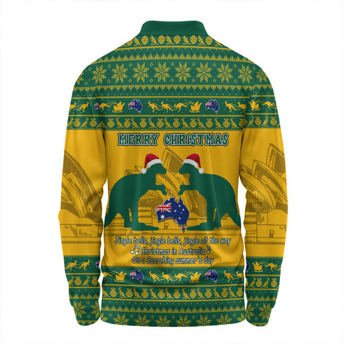 Australia Long Sleeve Polo Shirt Scorching Australia Christmas Green Australia Long Sleeve Polo Shirt Scorching Australia Christmas Green