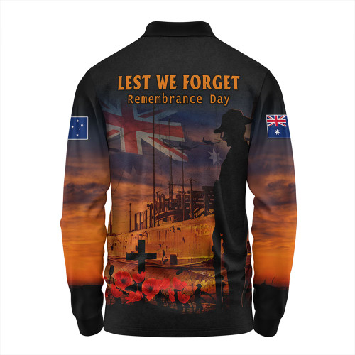 Australia Long Sleeve Polo Shirt Sunset Of Sacrifice And Remembrance Day Honor Australia Long Sleeve Polo Shirt Sunset Of Sacrifice And Remembrance Day Honor