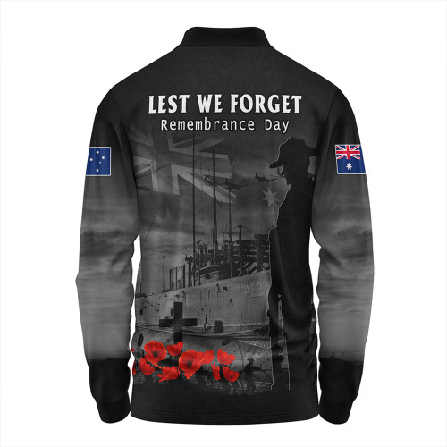 Australia Long Sleeve Polo Shirt Sunset Of Sacrifice And Remembrance Day Honor Australia Long Sleeve Polo Shirt Sunset Of Sacrifice And Remembrance Day Honor