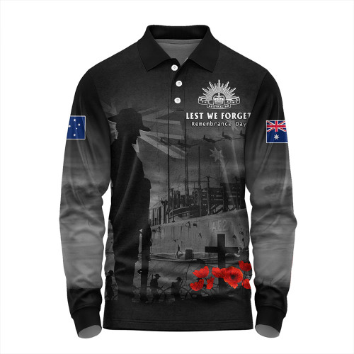 Australia Long Sleeve Polo Shirt Sunset Of Sacrifice And Remembrance Day Honor Australia Long Sleeve Polo Shirt Sunset Of Sacrifice And Remembrance Day Honor
