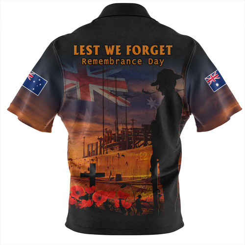 Australia Zip Polo Shirt Sunset Of Sacrifice And Remembrance Day Honor Australia Zip Polo Shirt Sunset Of Sacrifice And Remembrance Day Honor