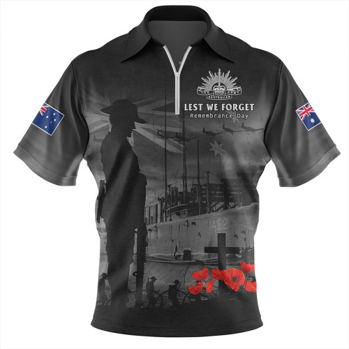 Australia Zip Polo Shirt Sunset Of Sacrifice And Remembrance Day Honor Australia Zip Polo Shirt Sunset Of Sacrifice And Remembrance Day Honor
