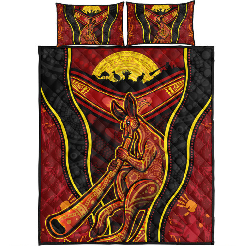 Australia Quilt Bed Set Aboriginal Kangaroo Spirit Dreaming Australia Quilt Bed Set Aboriginal Kangaroo Spirit Dreaming