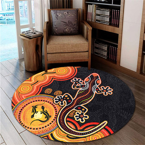 Australia Round Rug Aboriginal Lizard Dreaming Outback Australia Round Rug Aboriginal Lizard Dreaming Outback