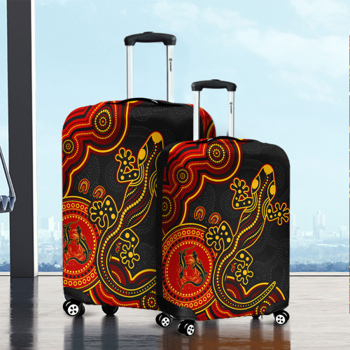 Australia Luggage Cover Aboriginal Lizard Dreaming Outback