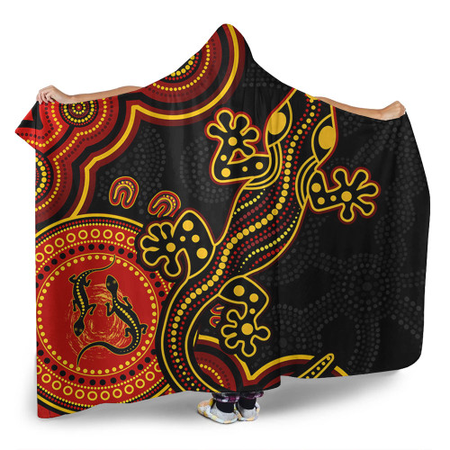 Australia Hooded Blanket Aboriginal Lizard Dreaming Outback Australia Hooded Blanket Aboriginal Lizard Dreaming Outback