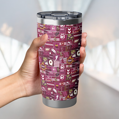 Queensland Maroons Tumbler Team Of Us Die Hard Fan Supporters Comic Style