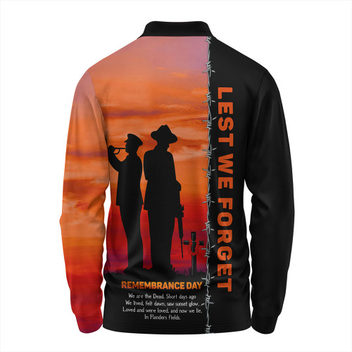 Australia Long Sleeve Polo Shirt Remembrance Day We Shall Not Forget We Will Remember Them