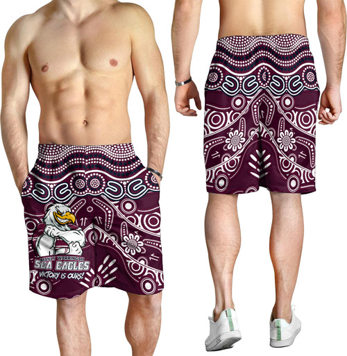Manly Warringah Sea Eagles Men Short - Aboriginal Inspired Tough Fan Rugby For Life