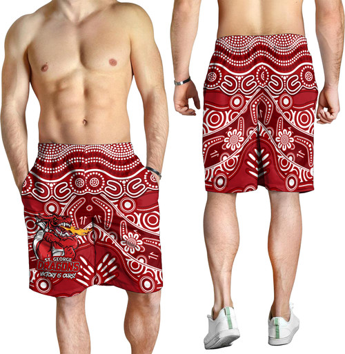 St. George Illawarra Dragons Men Short - Aboriginal Inspired Tough Fan Rugby For Life