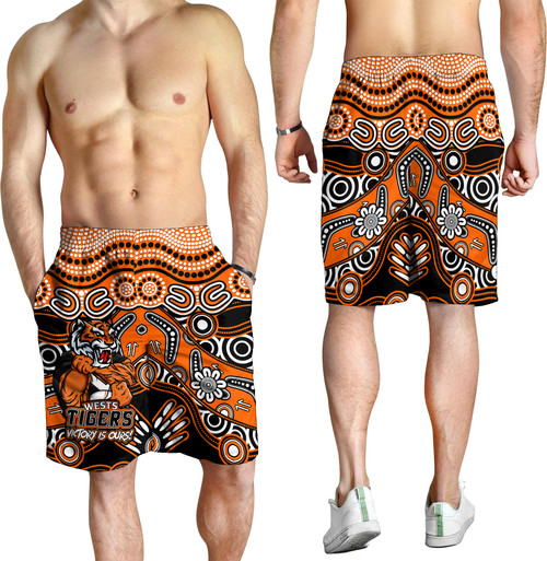 Wests Tigers Men Short - Aboriginal Inspired Tough Fan Rugby For Life Wests Tigers Men Short - Aboriginal Inspired Tough Fan Rugby For Life