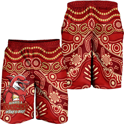 Redcliffe Dolphins Men Short - Aboriginal Inspired Tough Fan Rugby For Life