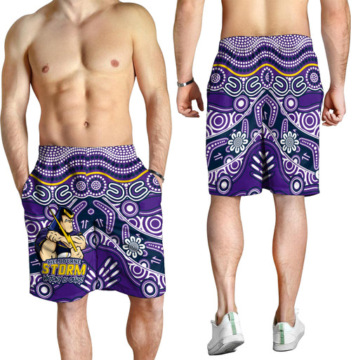 Melbourne Storm Men Short - Aboriginal Inspired Tough Fan Rugby For Life Melbourne Storm Men Short - Aboriginal Inspired Tough Fan Rugby For Life