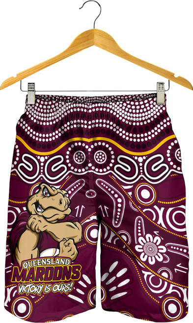 Queensland Maroons Men Short - Aboriginal Inspired Tough Fan Rugby For Life Queensland Maroons Men Short - Aboriginal Inspired Tough Fan Rugby For Life