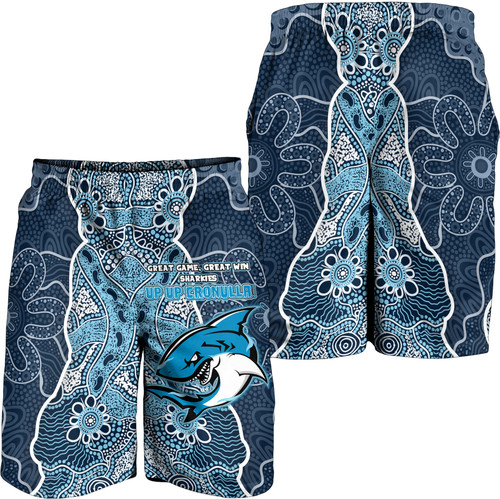 Cronulla-Sutherland Sharks Men Short - Custom Grand Final With Contemporary Style Of Aboriginal Painting Cronulla-Sutherland Sharks Men Short - Custom Grand Final With Contemporary Style Of Aboriginal Painting