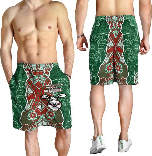 South Sydney Rabbitohs Men Short - Custom Grand Final With Contemporary Style Of Aboriginal Painting