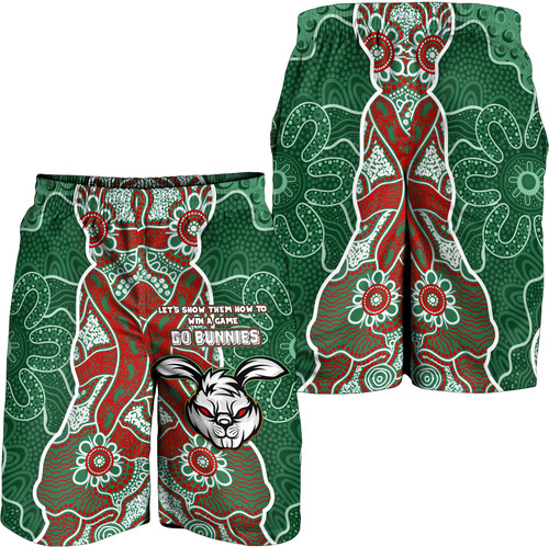 South Sydney Rabbitohs Men Short - Custom Grand Final With Contemporary Style Of Aboriginal Painting