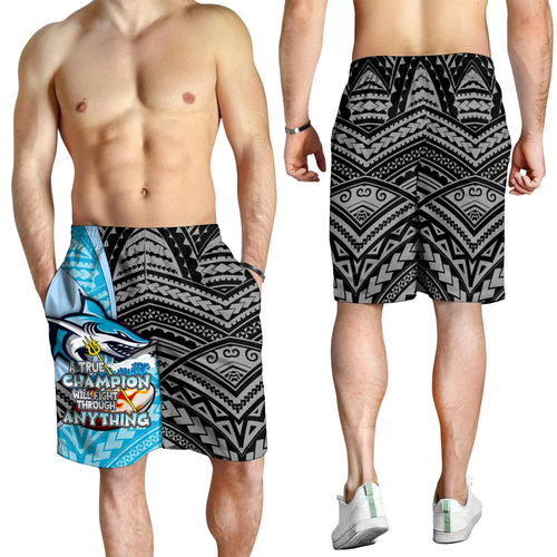 Cronulla-Sutherland Sharks Men Short - A True Champion Will Fight Through Anything With Polynesian Patterns Cronulla-Sutherland Sharks Men Short - A True Champion Will Fight Through Anything With Polynesian Patterns